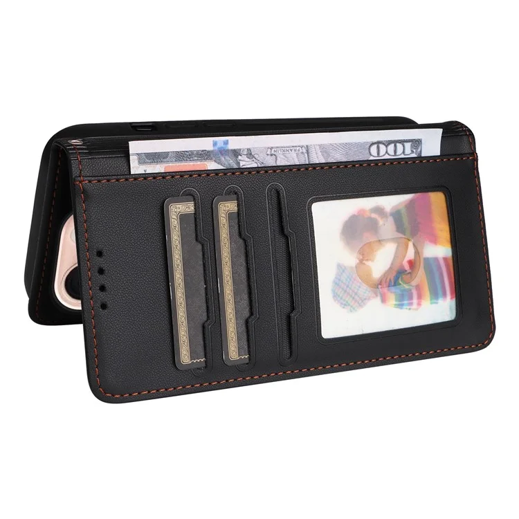 BETOPNICE 005 Für iPhone 16 Pro Hülle Wallet Ledercover Abnehmbar 2-in-1 - Schwarz