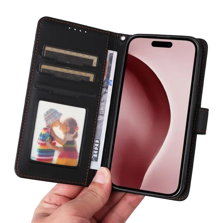 BETOPNICE 005 Für iPhone 16 Pro Hülle Wallet Ledercover Abnehmbar 2-in-1 - Schwarz