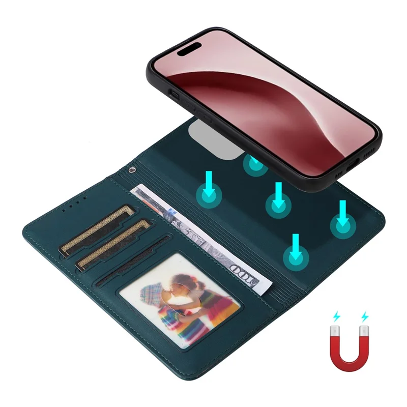 For iPhone 16 Pro Magnetic Case BETOPNICE Detachable PU Leather Phone Cover with Strap - Blue