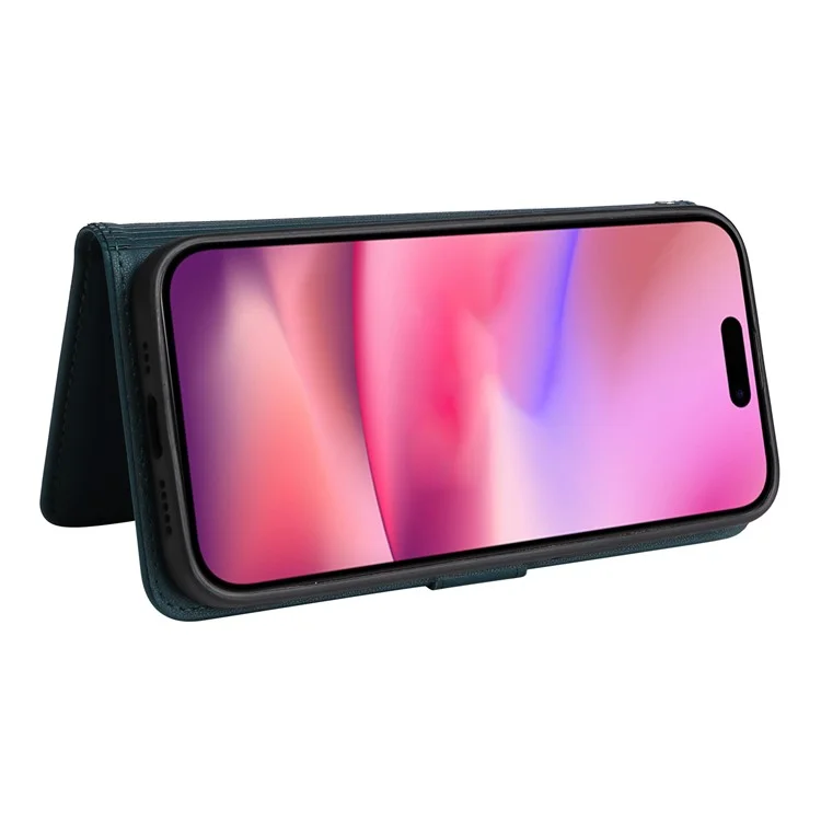 For iPhone 16 Magnetic Case BETOPNICE Detachable PU Leather Phone Cover with Strap - Black
