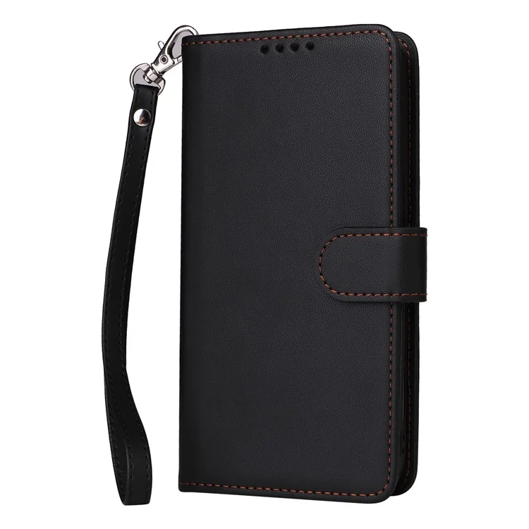 For iPhone 16 Magnetic Case BETOPNICE Detachable PU Leather Phone Cover with Strap - Black