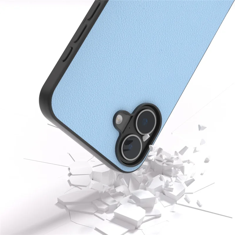 ABEEL Чехол для iPhone 16 Plus Anti-Scratch Genuine Cow Leather Back Phone Cover - Синий