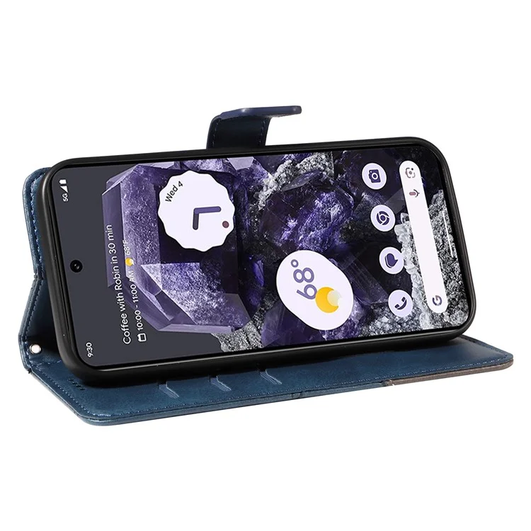 Pour étui Google Pixel 9 Pro Geometric Line Wallet Leather Phone Cover - Bleu