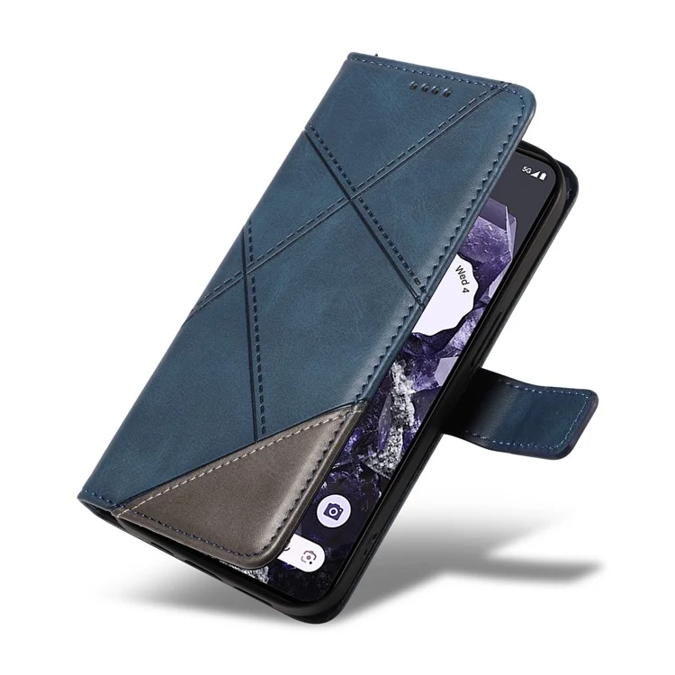 Pour étui Google Pixel 9 Pro Geometric Line Wallet Leather Phone Cover - Bleu