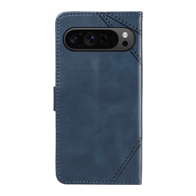 Pour étui Google Pixel 9 Pro Geometric Line Wallet Leather Phone Cover - Bleu