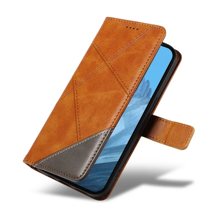 Pour étui Google Pixel 9 Geometrictric Line PU Leather Phone Cover avec porte-carte - Marron