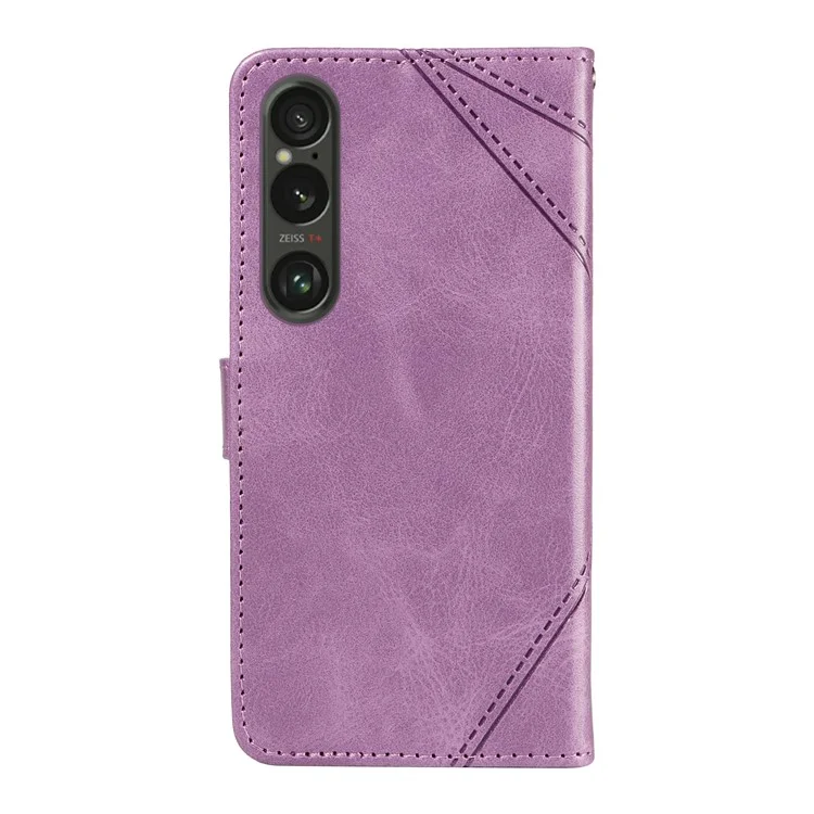 Для Sony Xperia 1 VI Чехол Геометрический Кошелек Кожаный Чехол для Телефона Складной Стенд - Пурпурный
