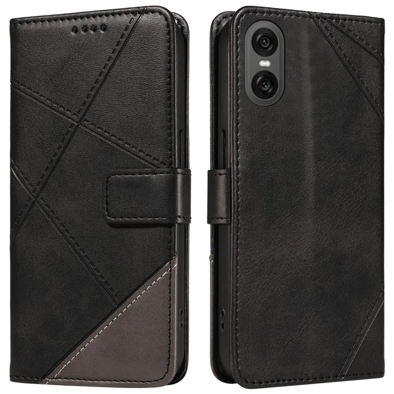 Per Sony Xperia 10 VI Custodia Stand Bookstyle Geometric Leather Phone Cover - Nero
