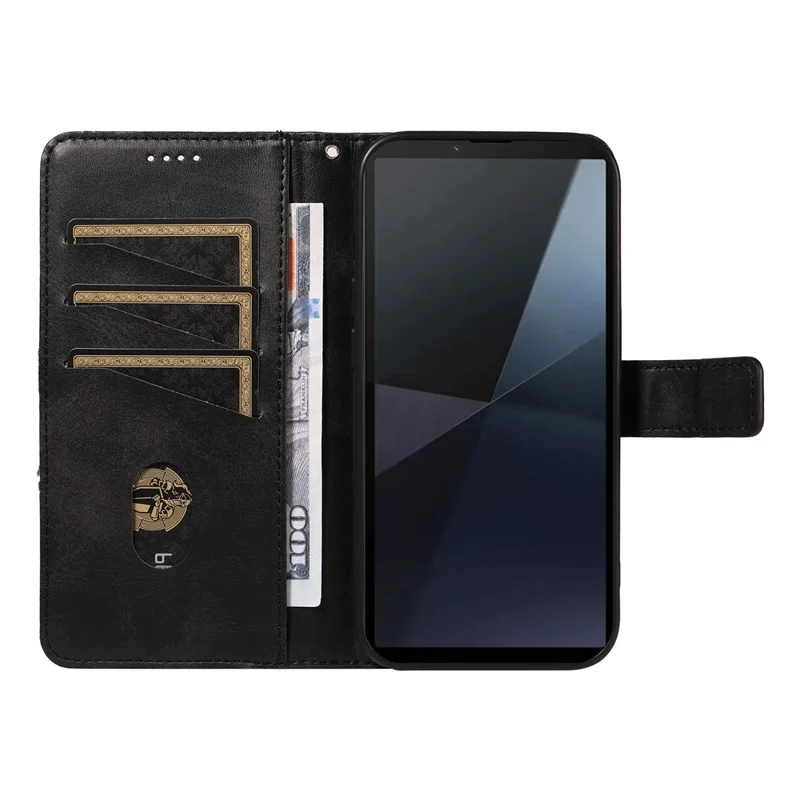 Per Sony Xperia 10 VI Custodia Stand Bookstyle Geometric Leather Phone Cover - Nero