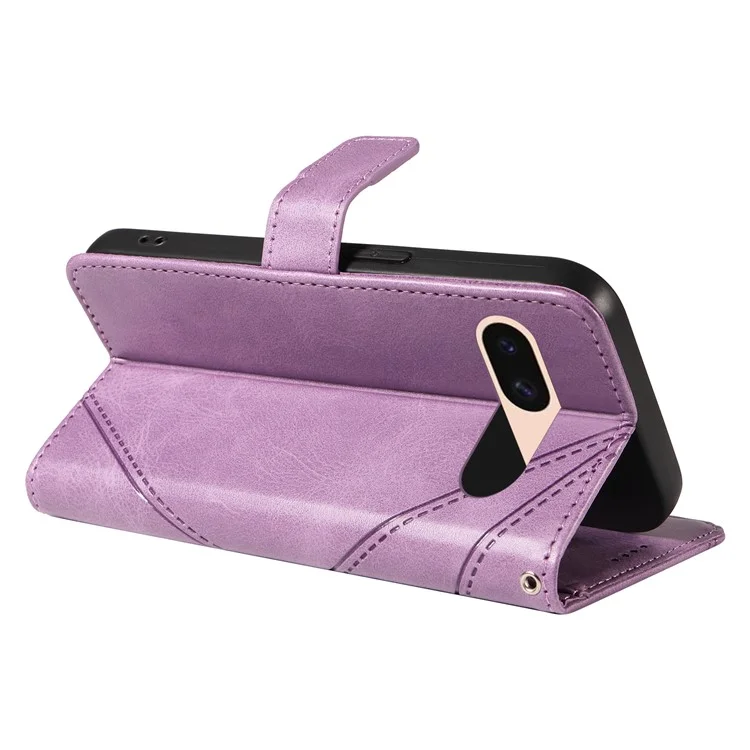 Pour étui Google Pixel 8a, texture veau, cuir mat TPU, housse de téléphone à motif géométrique de ligne - violet