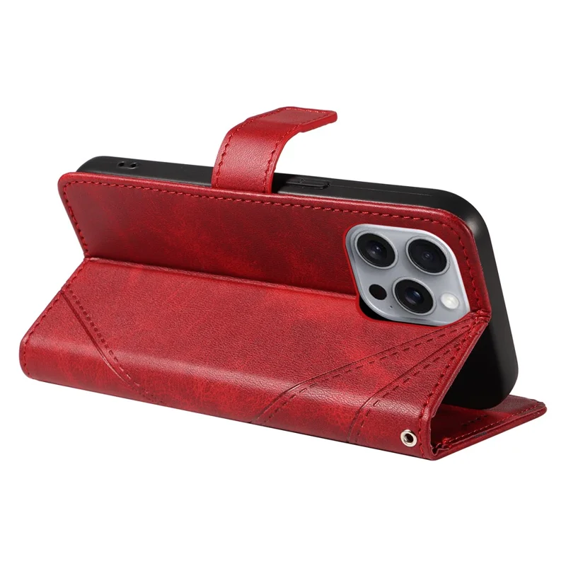 Custodia per iPhone 16 Pro Max Geometric Shockproof Wallet Leathe Phone Cover - Rosso