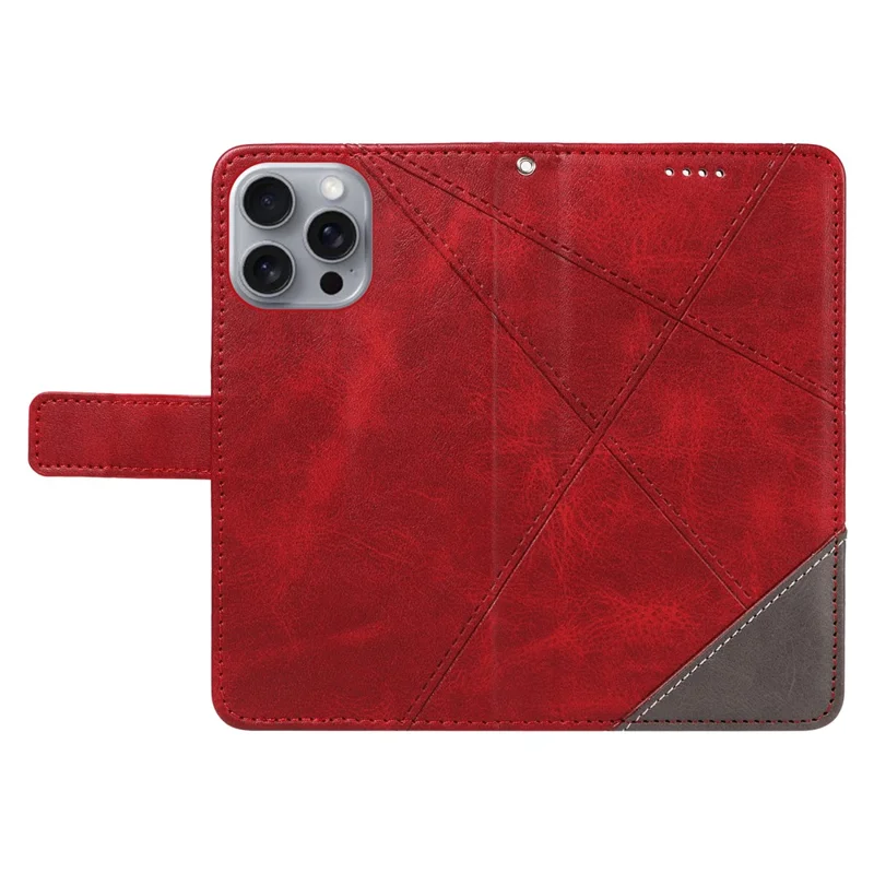 Custodia per iPhone 16 Pro Max Geometric Shockproof Wallet Leathe Phone Cover - Rosso