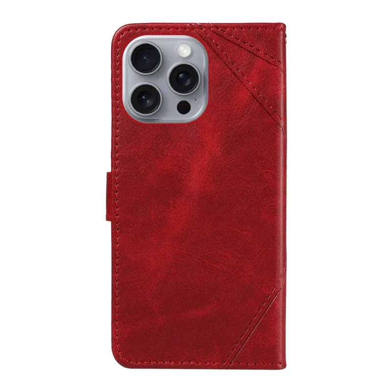 Custodia per iPhone 16 Pro Max Geometric Shockproof Wallet Leathe Phone Cover - Rosso