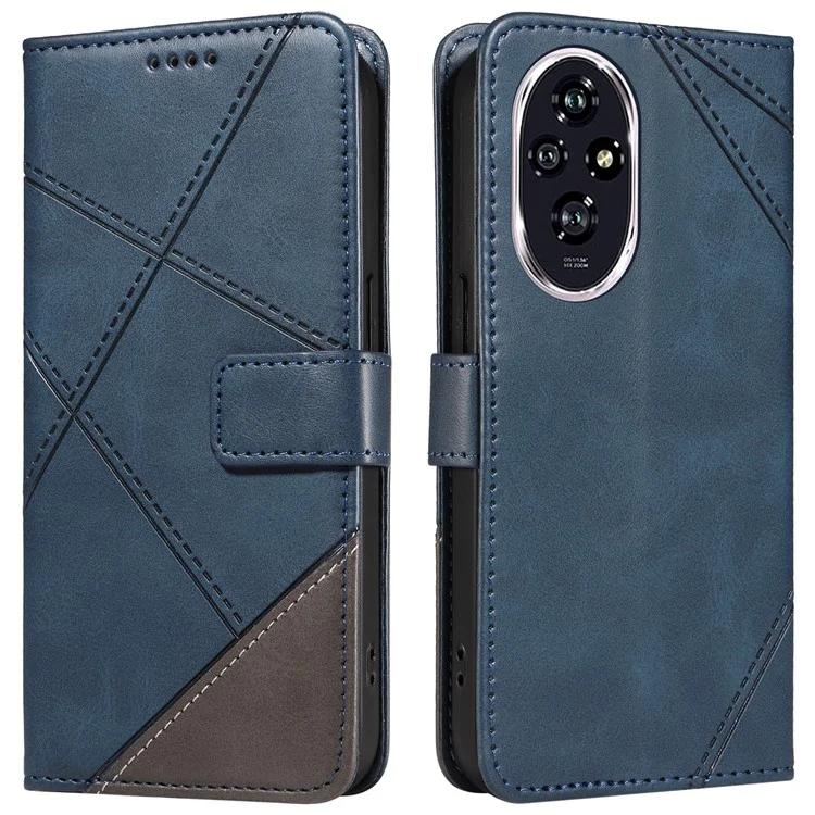 For Honor 200 5G Wallet Case Geometric Line Flip Leather Phone Cover Calf Texture - Blue