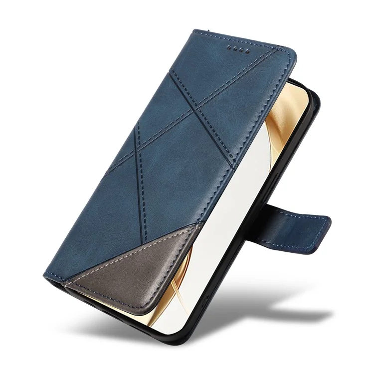 For Honor 200 5G Wallet Case Geometric Line Flip Leather Phone Cover Calf Texture - Blue