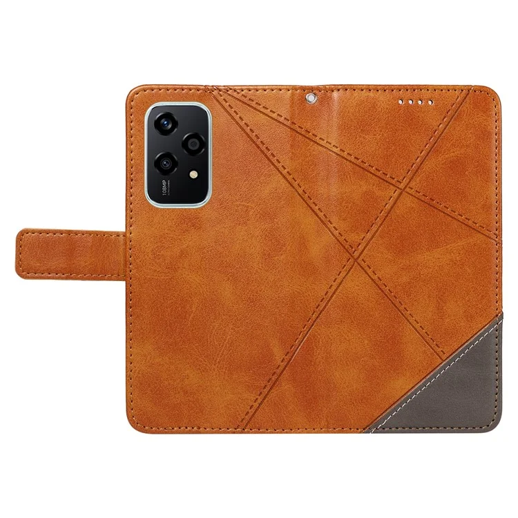 For Honor 200 Lite Case Wallet Stand Leather Phone Cover Geometric Line Imprinted - Marrom