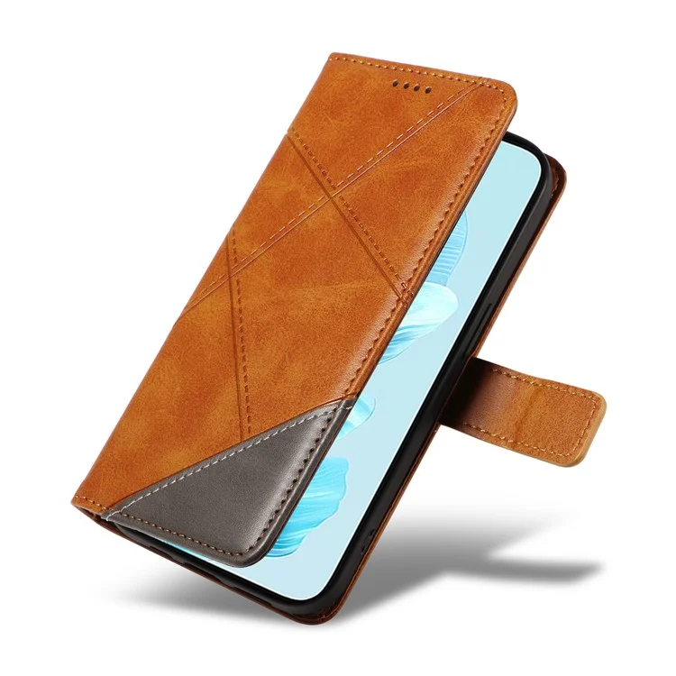 For Honor 200 Lite Case Wallet Stand Leather Phone Cover Geometric Line Imprinted - Marrom