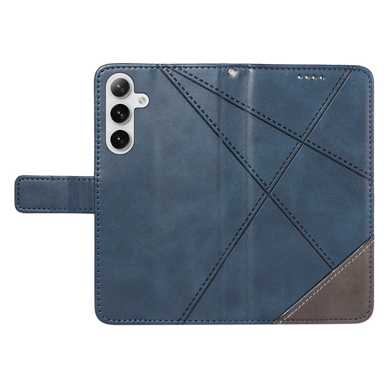 Voor Samsung Galaxy S25 / S24 Hoes PU Leer Kalfstextuur Portemonnee Telefoonhoes Geometrische Lijn - Blauw