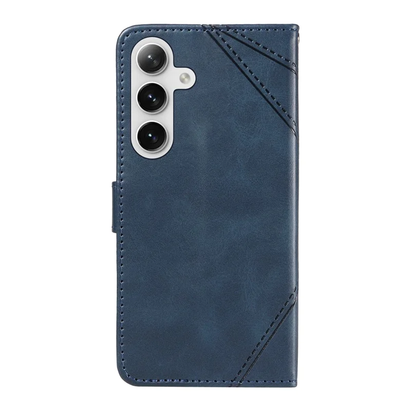 Voor Samsung Galaxy S25 / S24 Hoes PU Leer Kalfstextuur Portemonnee Telefoonhoes Geometrische Lijn - Blauw