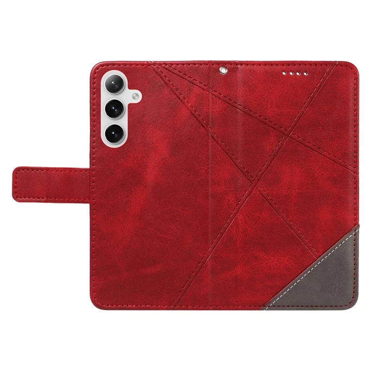 Für Samsung Galaxy S25 / S24 Hülle PU-Leder Kalbleder-Textur Wallet Handyhülle Geometrische Linie - Rot