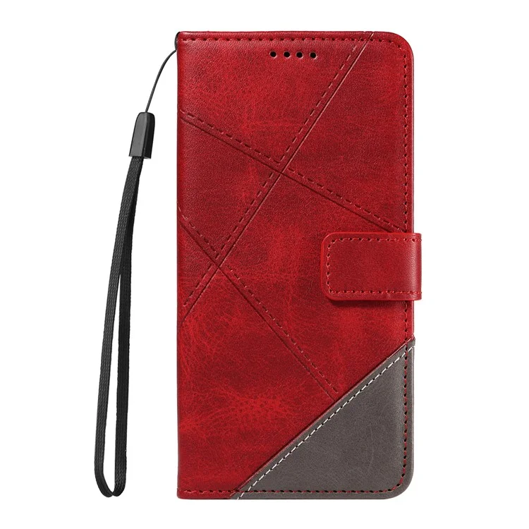 Für Samsung Galaxy S25 / S24 Hülle PU-Leder Kalbleder-Textur Wallet Handyhülle Geometrische Linie - Rot