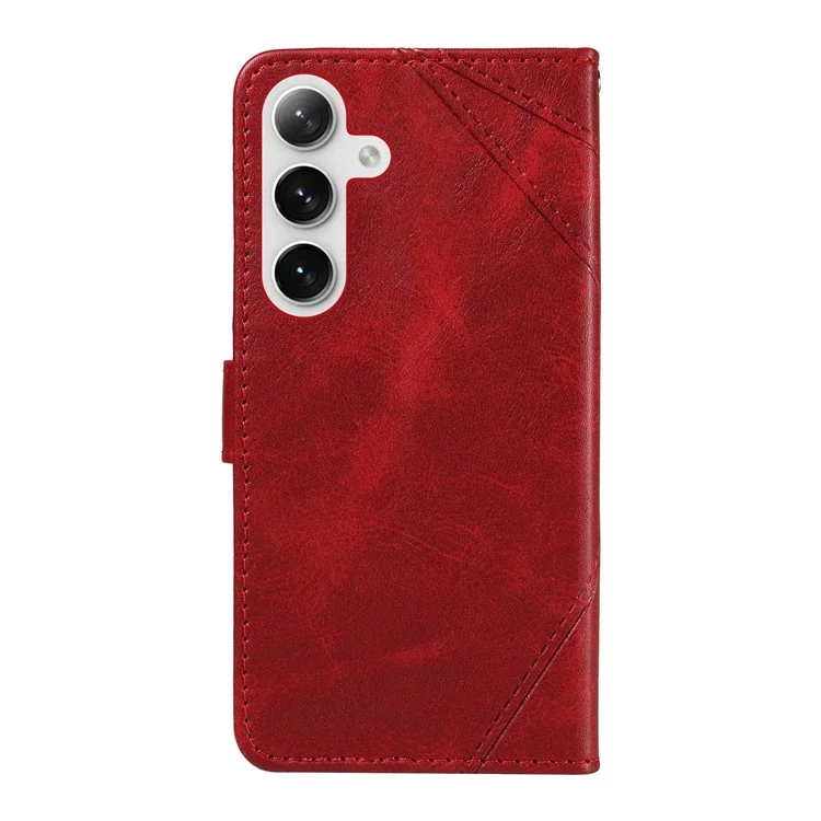 Für Samsung Galaxy S25 / S24 Hülle PU-Leder Kalbleder-Textur Wallet Handyhülle Geometrische Linie - Rot