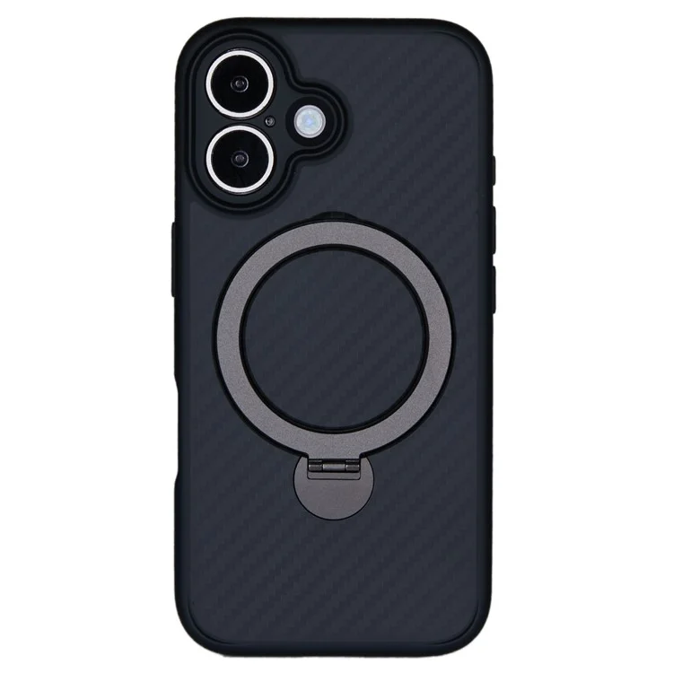 For iPhone 16 Plus Case Compatible with MagSafe Kickstand TPU+PC Phone Cover Carbon Fiber Texture