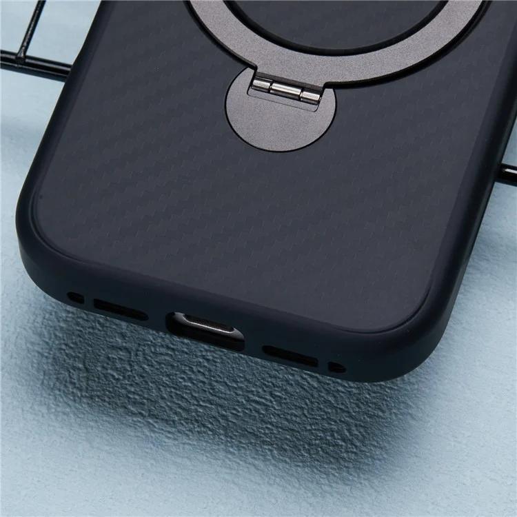 For iPhone 16 Plus Case Compatible with MagSafe Kickstand TPU+PC Phone Cover Carbon Fiber Texture