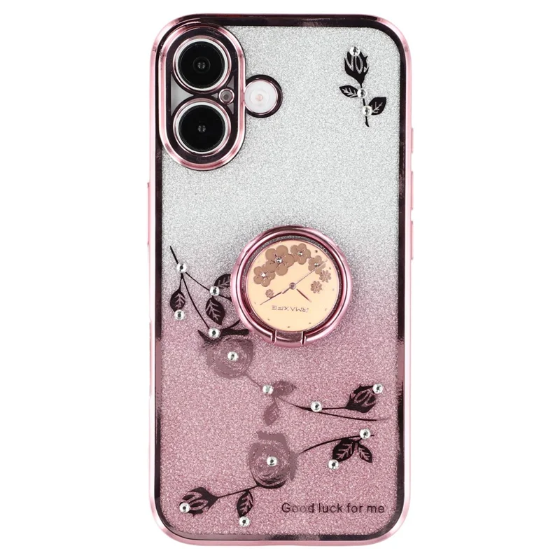 KADEM Für iPhone 16 Hülle TPU Ring Halter Handyhülle Farbverlauf Stoßfest - Roségold