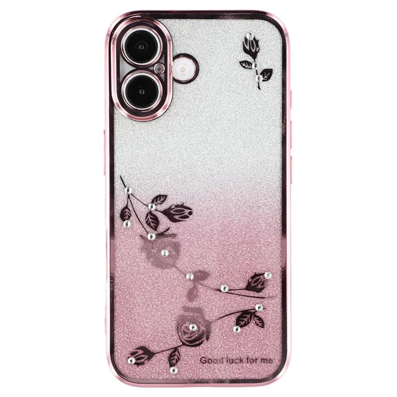 KADEM For iPhone 16 Case TPU Bling Glitter Phone Cover Gradient Shiny Design - Rose Gold