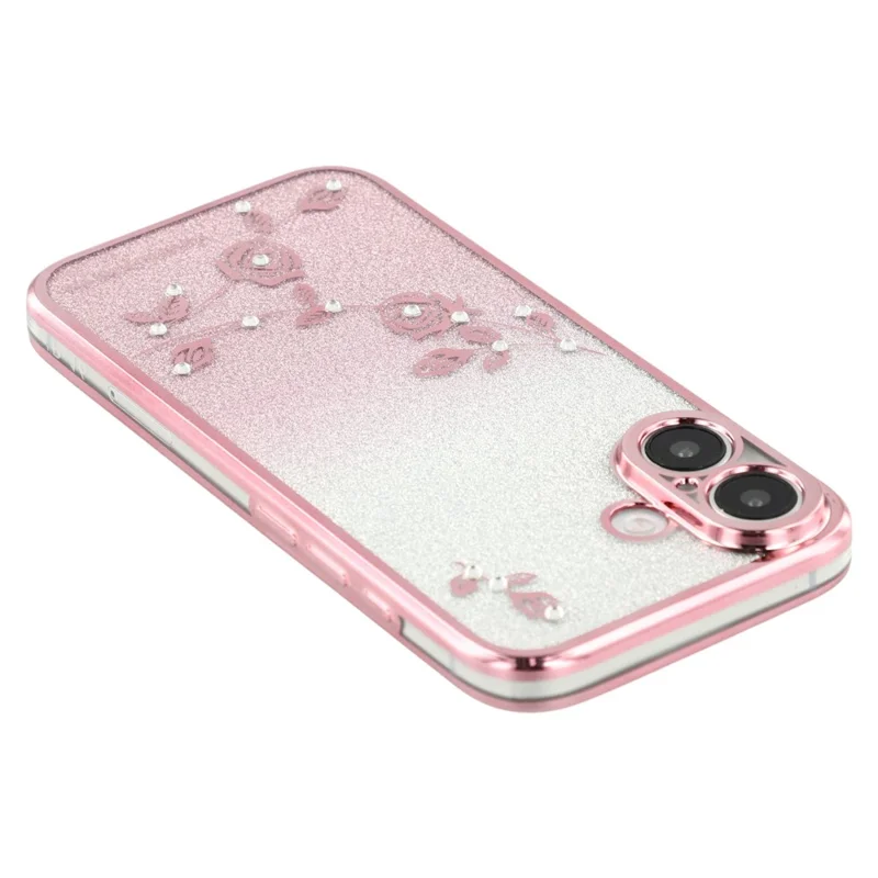 KADEM For iPhone 16 Case TPU Bling Glitter Phone Cover Gradient Shiny Design - Rose Gold