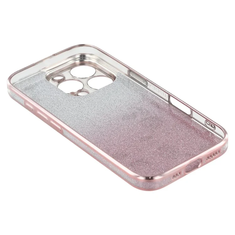 KADEM Para iPhone 16 Pro Max Funda TPU Gradiente Flores Cubierta de Teléfono Anillo Soporte - Oro Rosa