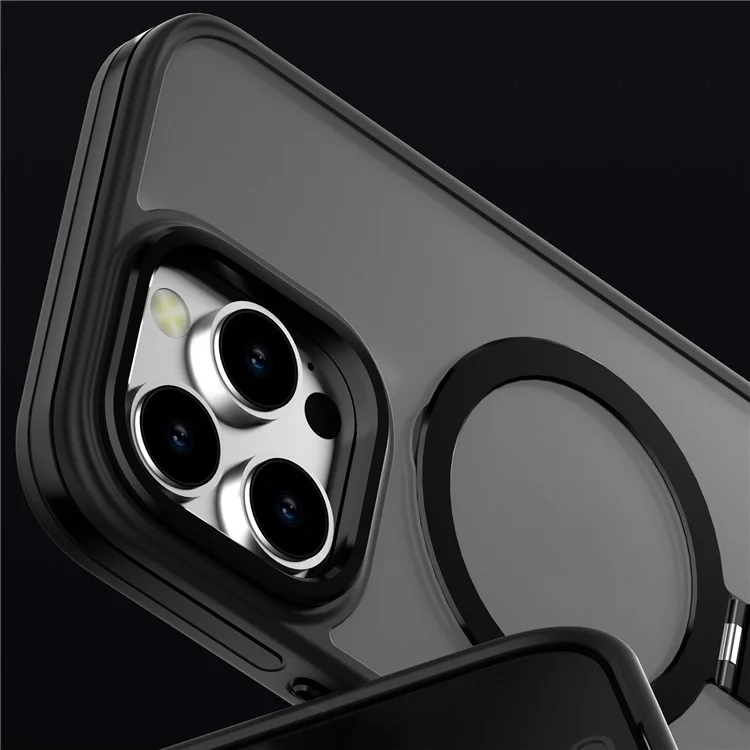 C1 Series Para iPhone 16 Pro Case Magnetic Invisible Holder TPU+PC Skin Touch Phone Cover - Negro