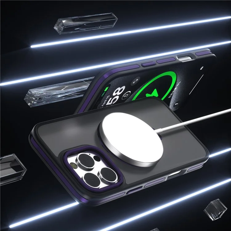 C1 Series Para iPhone 16 Pro Case Magnetic Invisible Holder TPU+PC Skin Touch Phone Cover - Negro