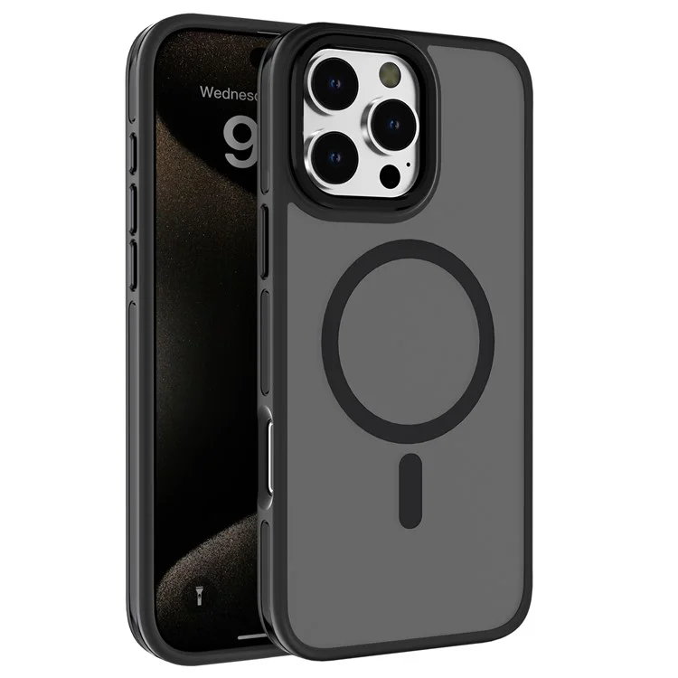 C1 Series For iPhone 16 Pro Max Case Compatible with MagSafe Translucent Matte TPU+PC Phone Cover - Preto