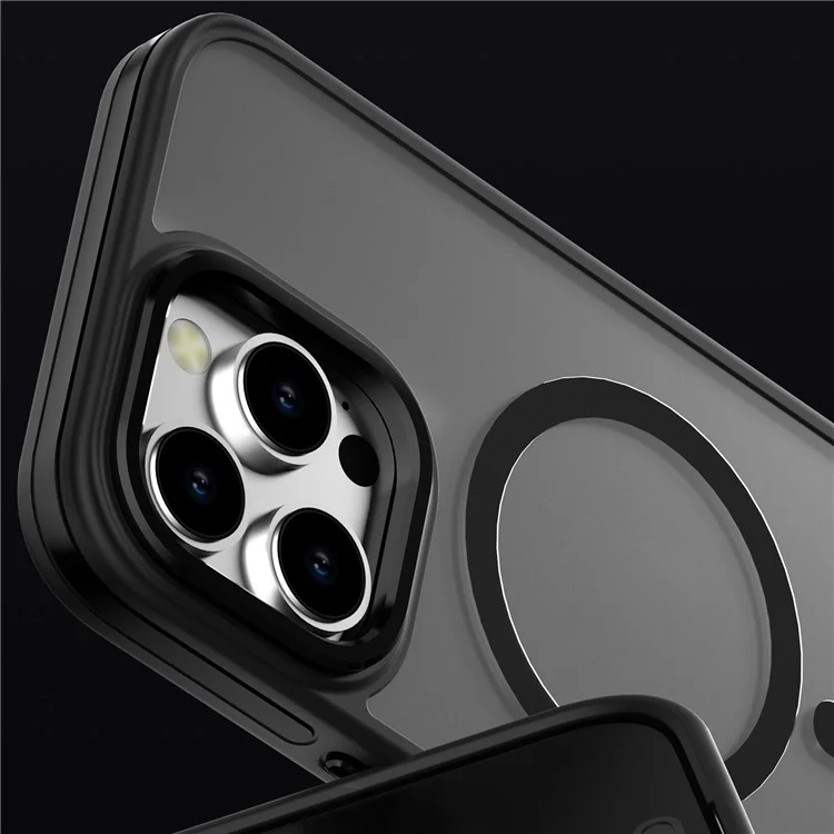 C1 Series For iPhone 16 Pro Max Case Compatible with MagSafe Translucent Matte TPU+PC Phone Cover - Preto