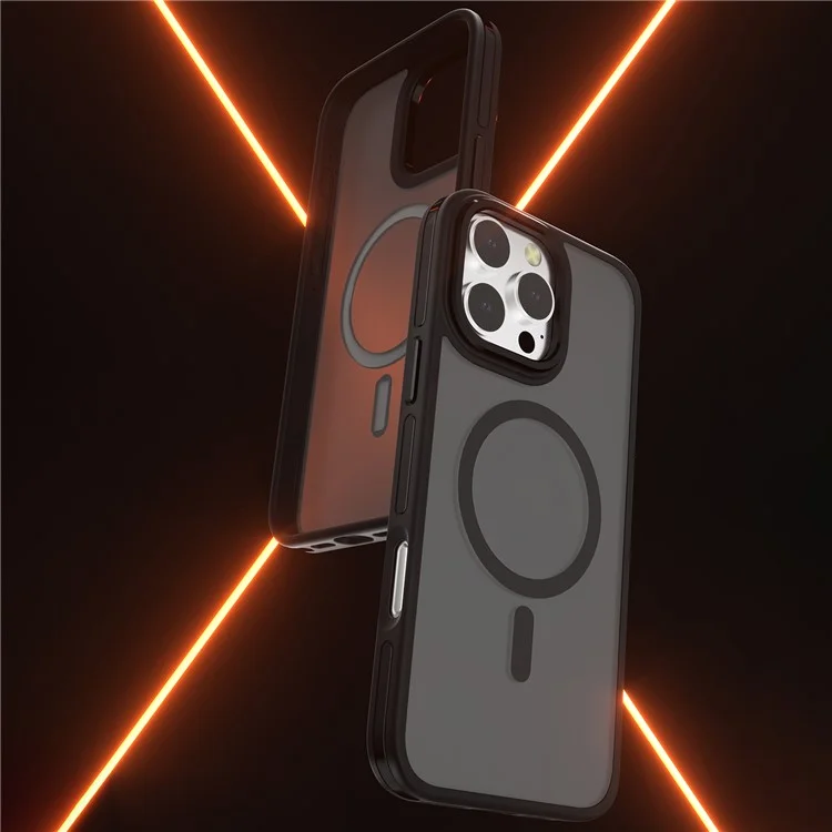C1 Series For iPhone 16 Pro Max Case Compatible with MagSafe Translucent Matte TPU+PC Phone Cover - Preto