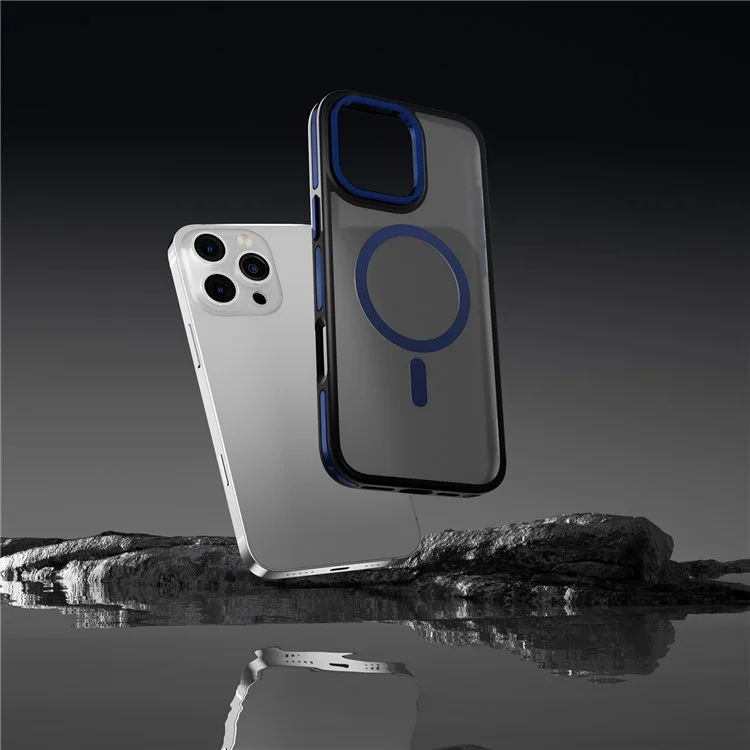 C1 Series For iPhone 16 Pro Max Case Compatible with MagSafe Translucent Matte TPU+PC Phone Cover - Preto