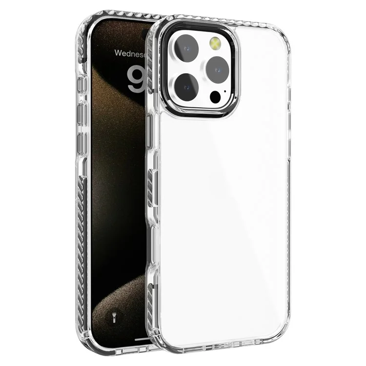C2 Series For iPhone 16 Pro Max Case TPU+PC Ultra Crystal Transparent Phone Cover - Schwarz