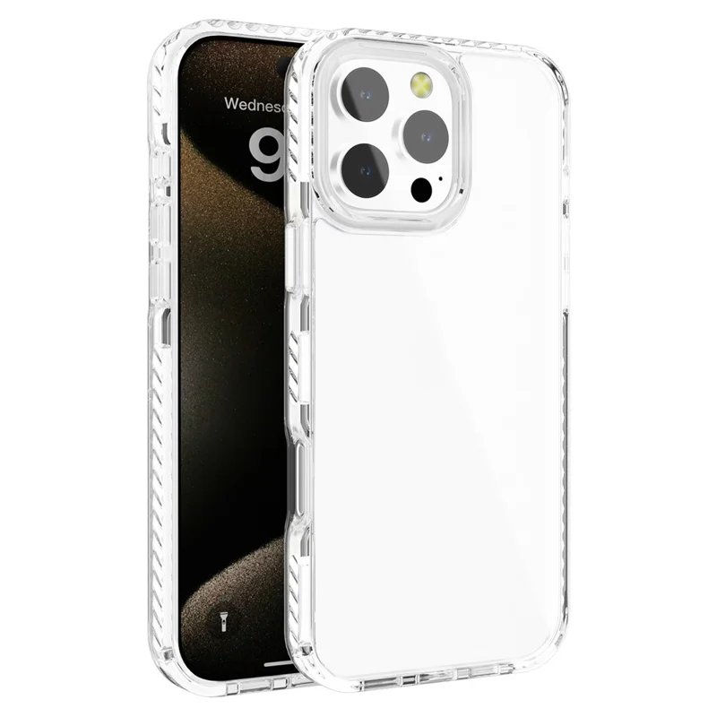 C2 Series For iPhone 16 Pro Case TPU+PC Anti-Scratch Clear Back Phone Cover - White