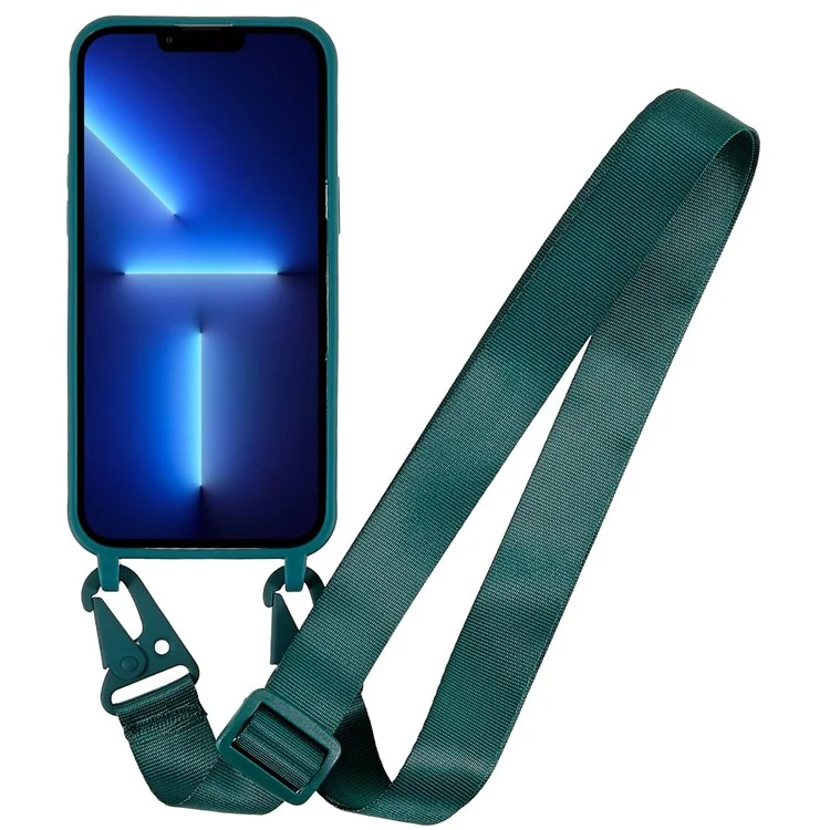 Funda de Teléfono con Cordón para iPhone 16 Pro, Tapa TPU Suave Mate - Verde Oscuro
