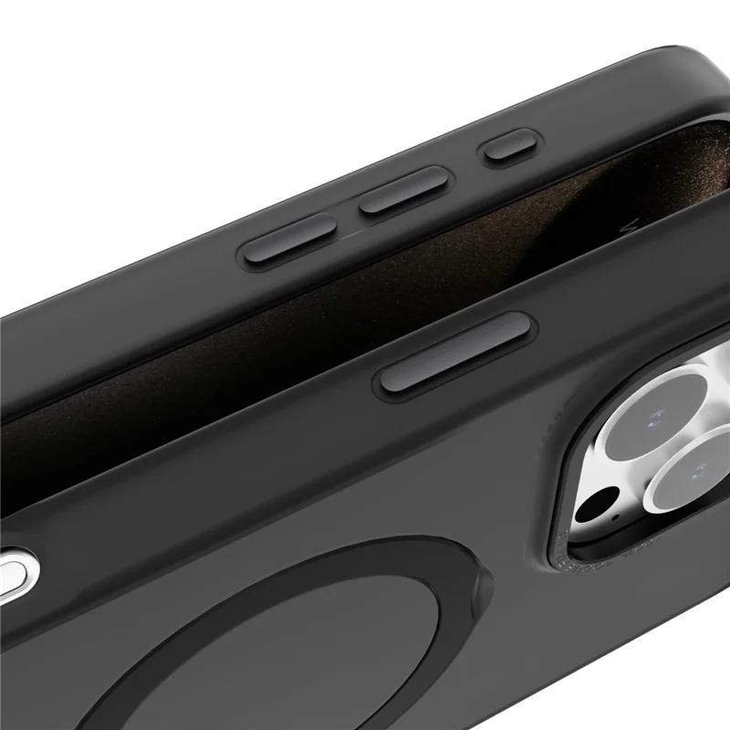 Voor iPhone 16 Pro Max hoesje met magneetstandaard TPU+PC telefoonhoesje mat transparant - Zwart