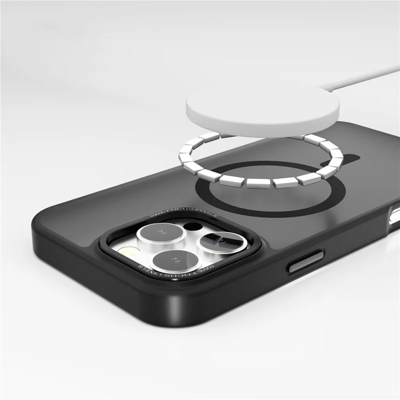 For iPhone 16 Pro Magnetic Case TPU+PC Phone Cover Matte Skin-Friendly Touch - Black