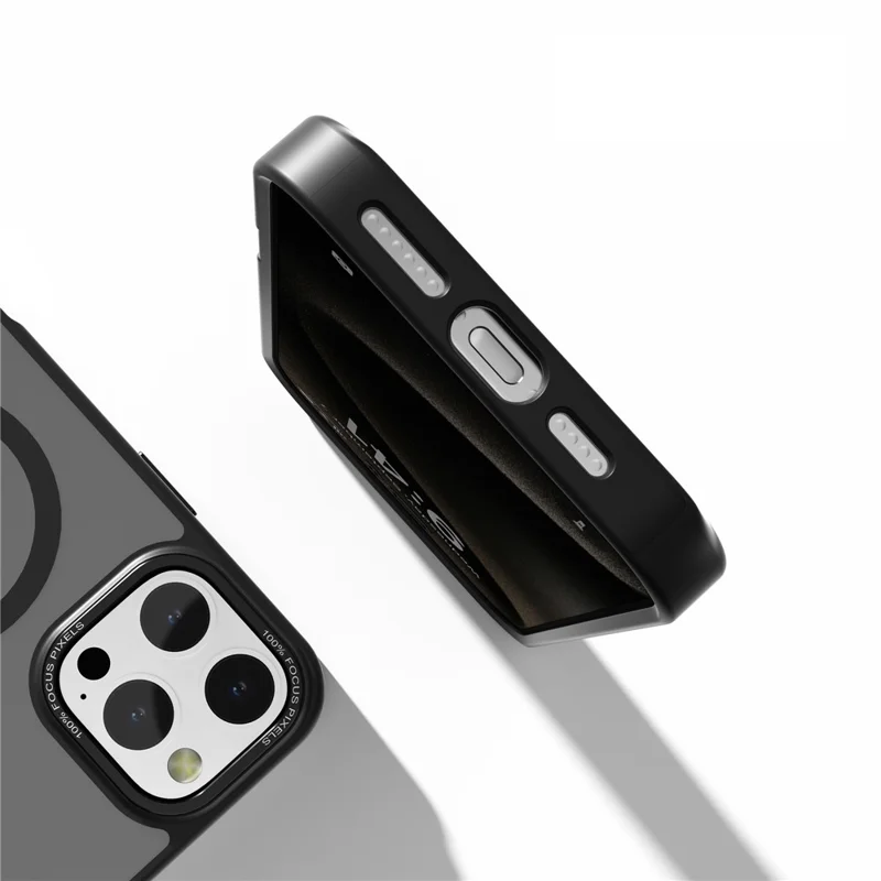 For iPhone 16 Pro Magnetic Case TPU+PC Phone Cover Matte Skin-Friendly Touch - Black