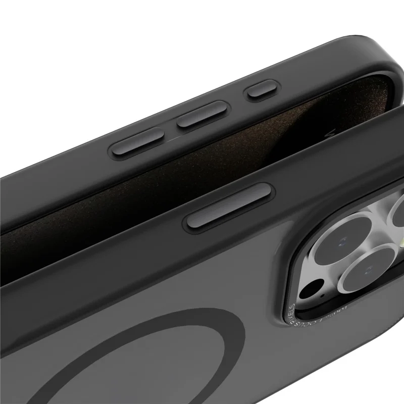 For iPhone 16 Pro Magnetic Case TPU+PC Phone Cover Matte Skin-Friendly Touch - Black