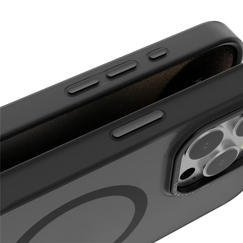 For iPhone 16 Pro Max Case Compatible with MagSafe Translucent Back TPU+PC Phone Cover - Black