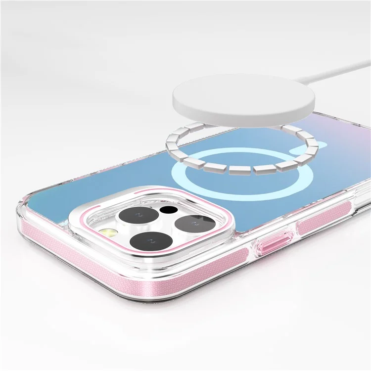 J2 Series For iPhone 16 Pro Max Magnetic Case with Lens Frame Kickstand TPU+PC Laser Phone Cover - Orange