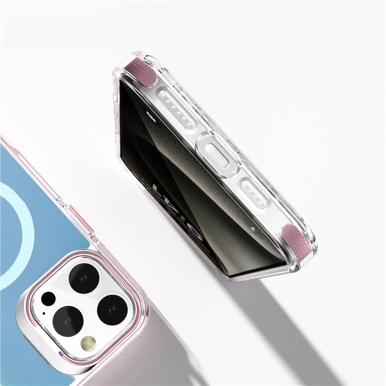 J2 Series For iPhone 16 Pro Max Magnetic Case with Lens Frame Kickstand TPU+PC Laser Phone Cover - Orange