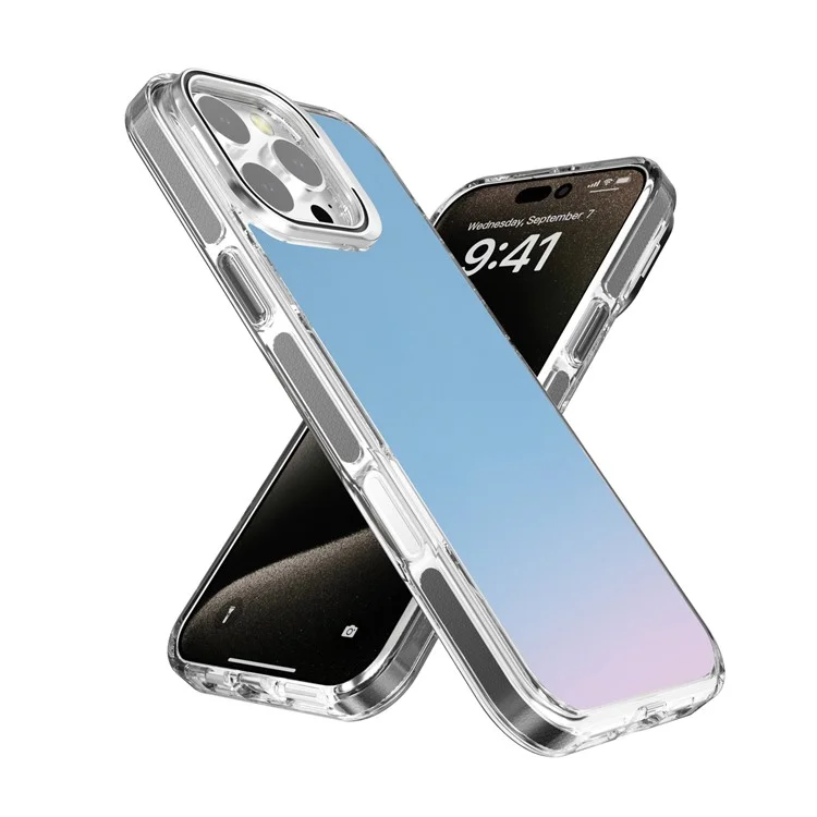 Étui pour iPhone 16 Pro J2 Series avec cadre de lentille, support et couverture de téléphone en TPU+PC, dos irisé au laser - Matcha Green