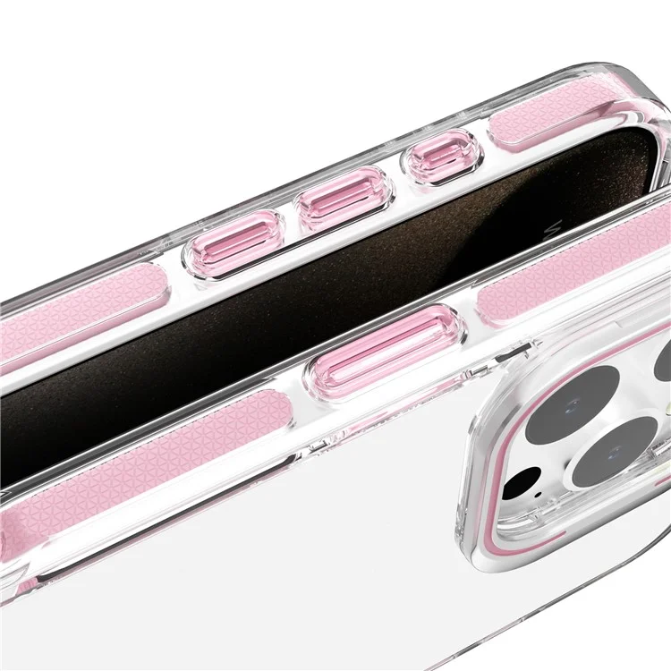 J2 Series For iPhone 16 Pro Case Transparent Back PC+TPU Phone Cover Lens Frame Kickstand - Orange